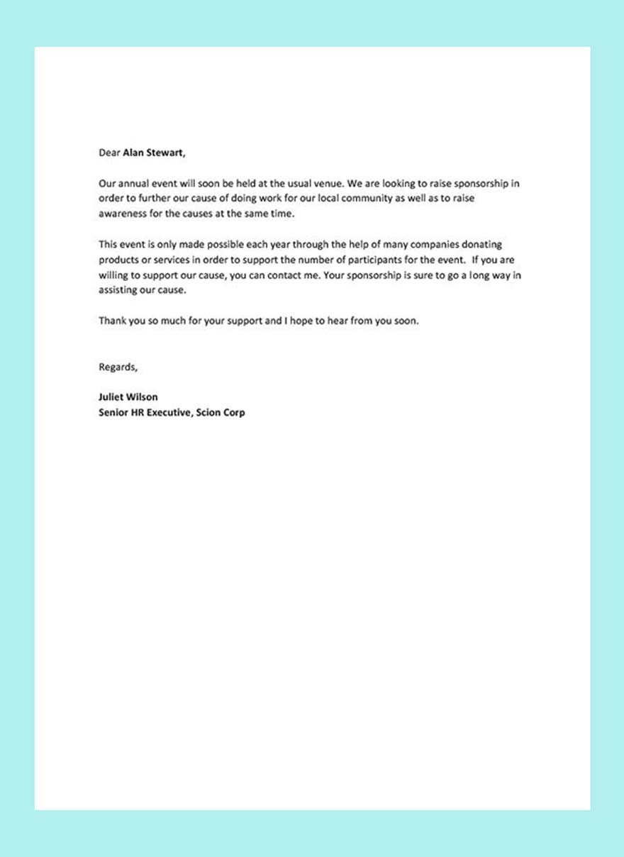 Request for Sponsorship Letter Template