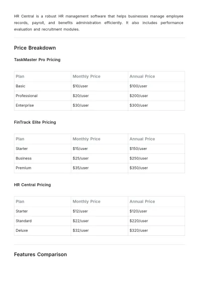 Free Software Simple  Comparison Template to Edit Online