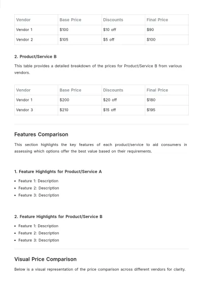 Free Retail Outline Price Comparison Template to Edit Online