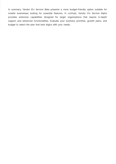 Free Professional Service Price Comparison Template to Edit Online