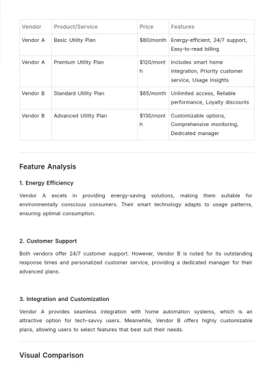 Free Utility Layout Price Comparison Template to Edit Online