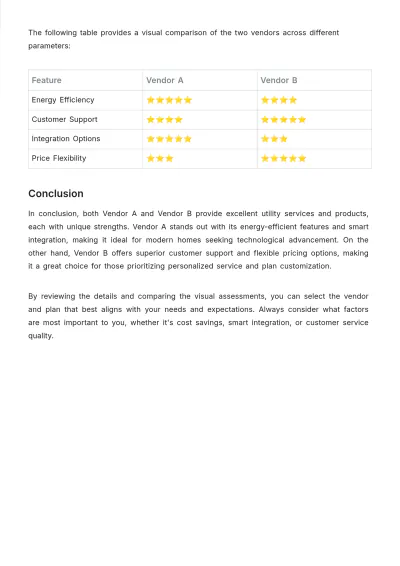 Free Utility Layout Price Comparison Template to Edit Online