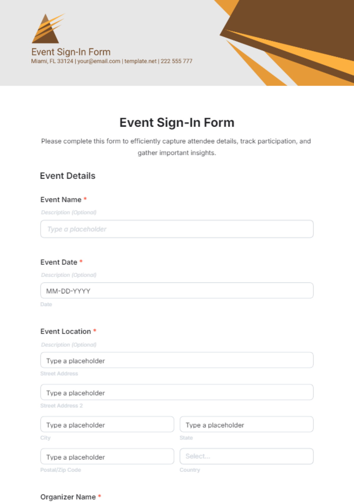 Free Event Form Templates to Edit Online