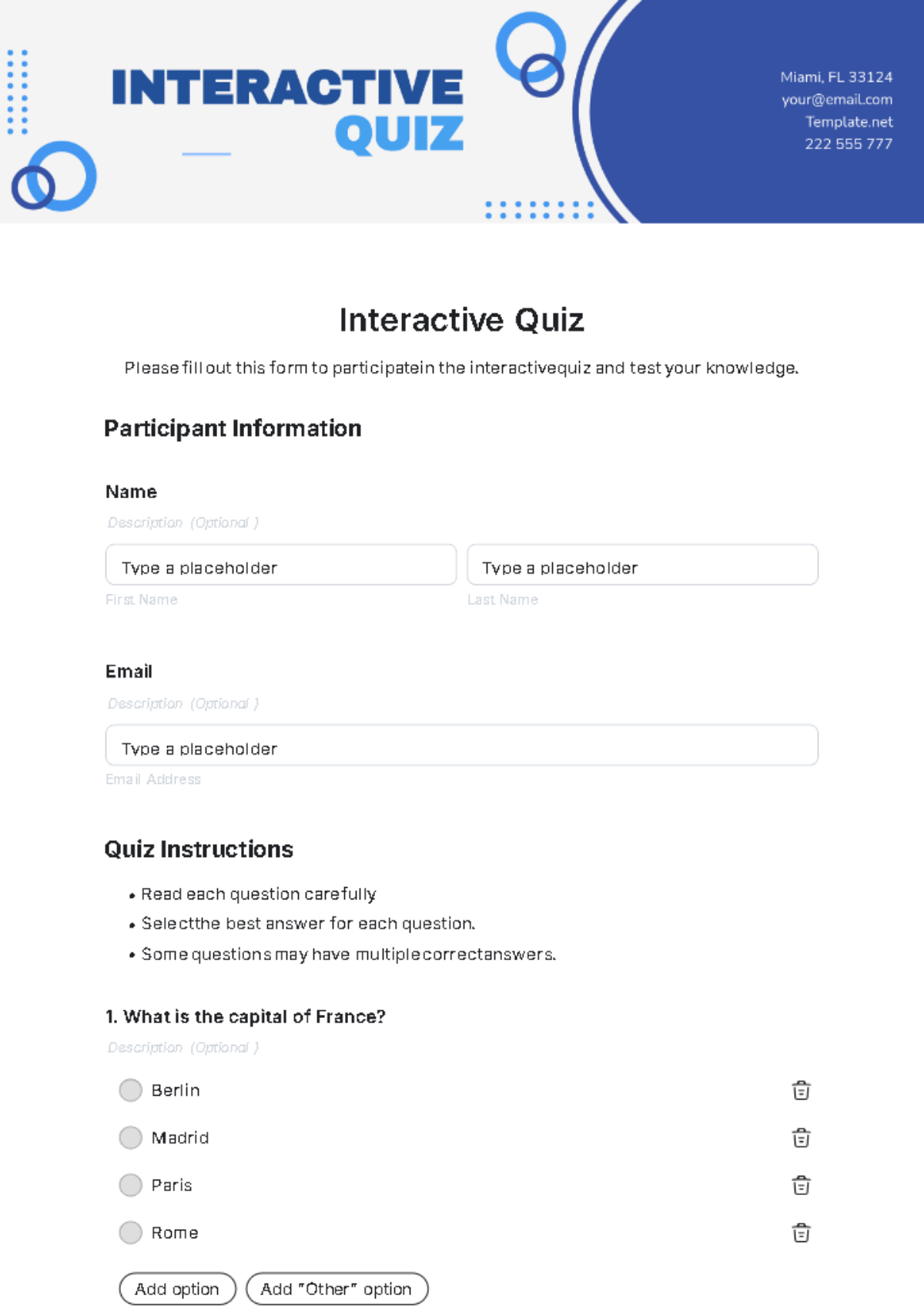 Interactive Quiz Template - Edit Online & Download