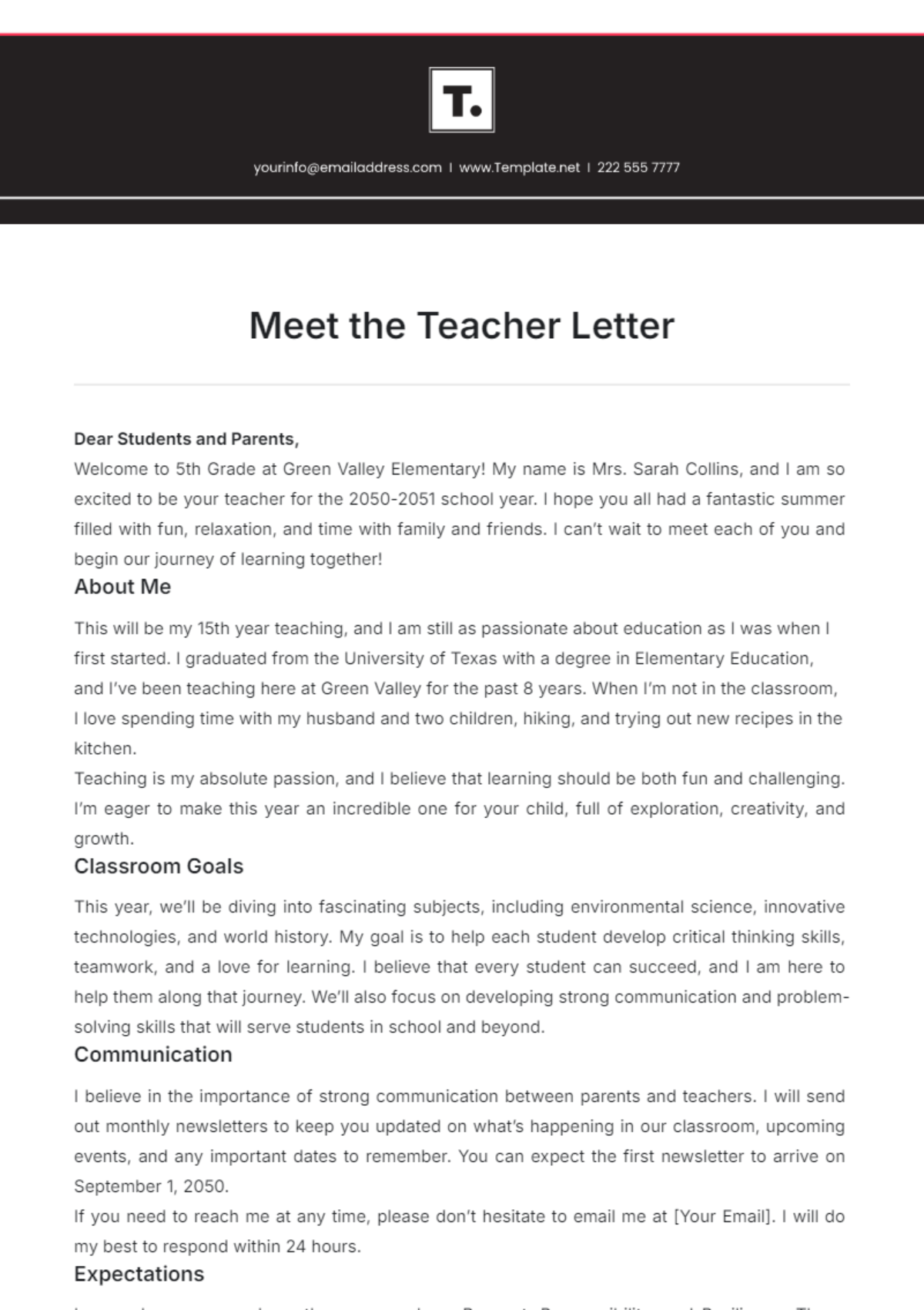 Meet the Teacher Letter Template - Edit Online & Download