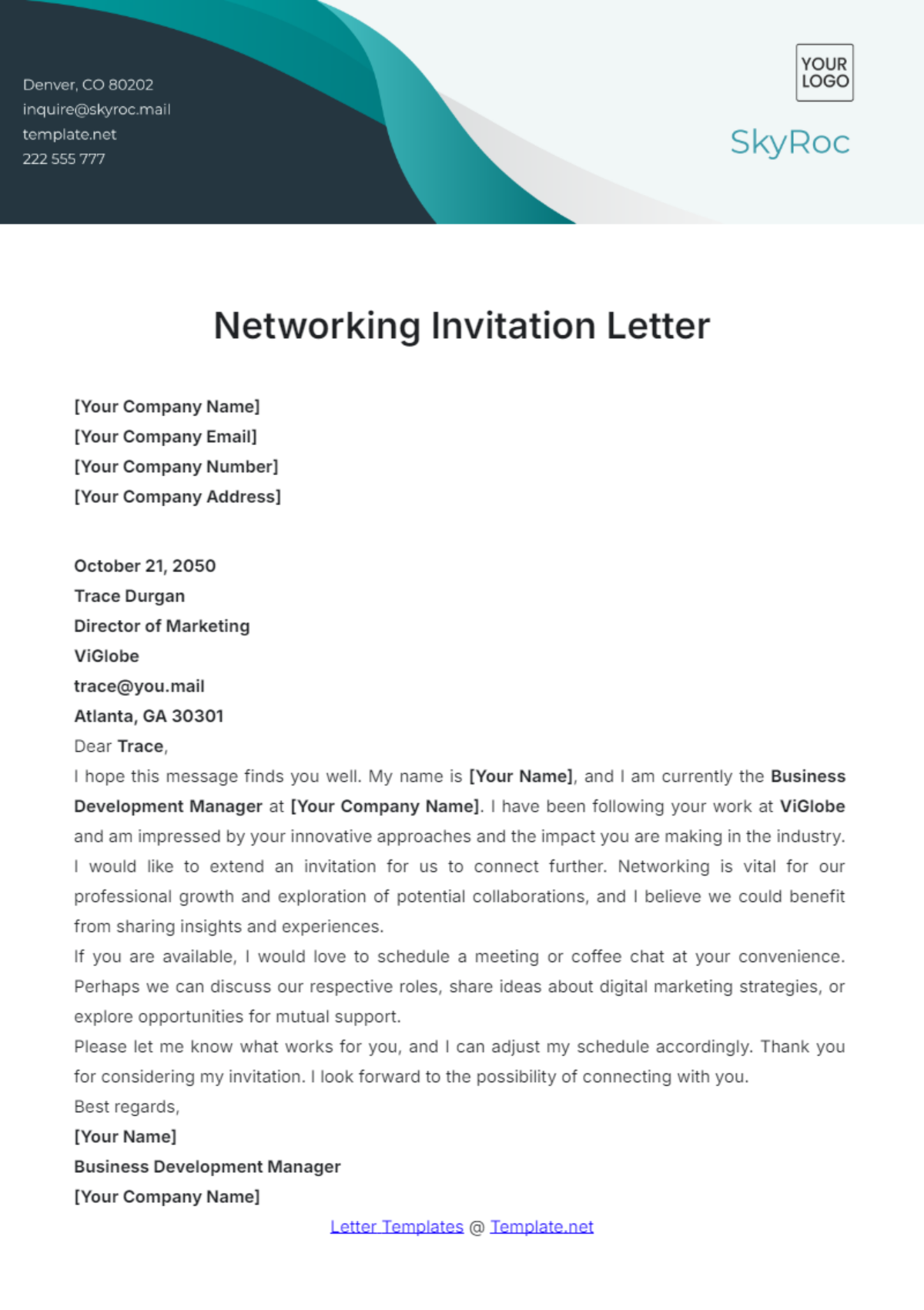 Networking Invitation Letter Template