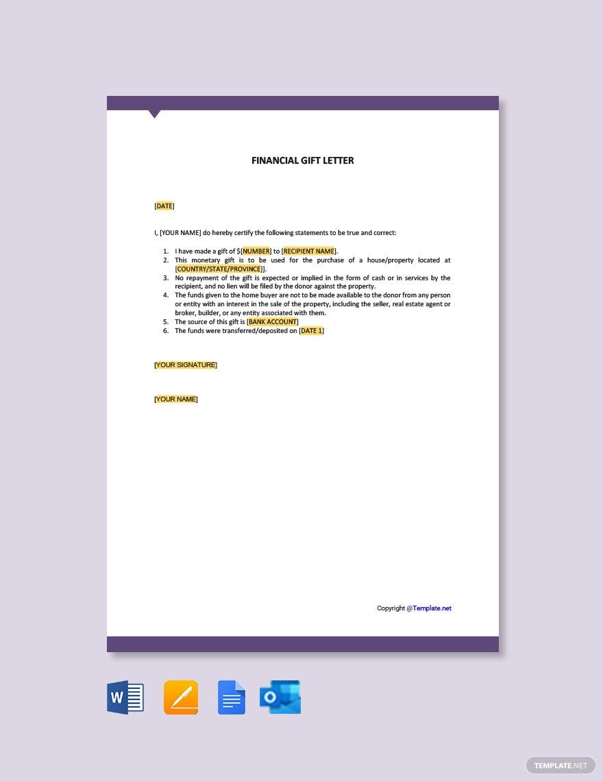 Gift Letter PDF Templates Free Download Template