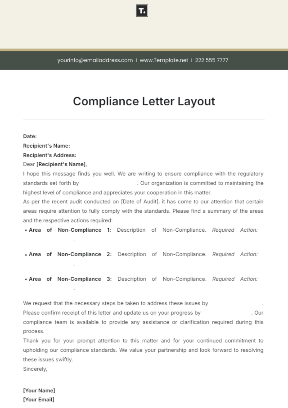 Compliance Letter Layout Template - Edit Online & Download