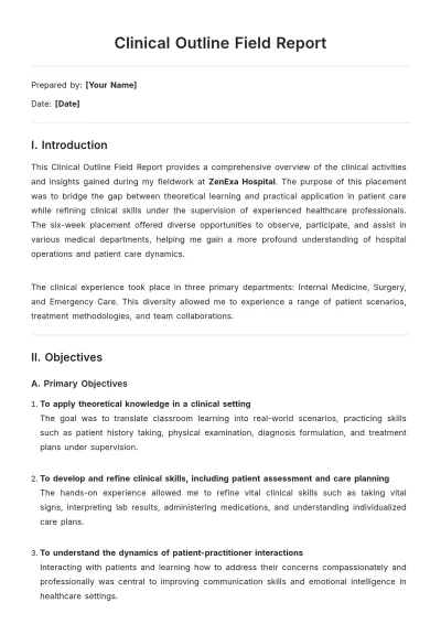 Free Clinical Outline Field Report Template to Edit Online