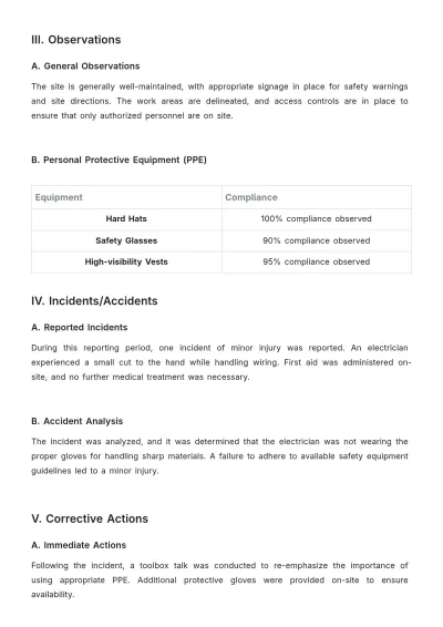 Free Health and Safety Field Report Template to Edit Online