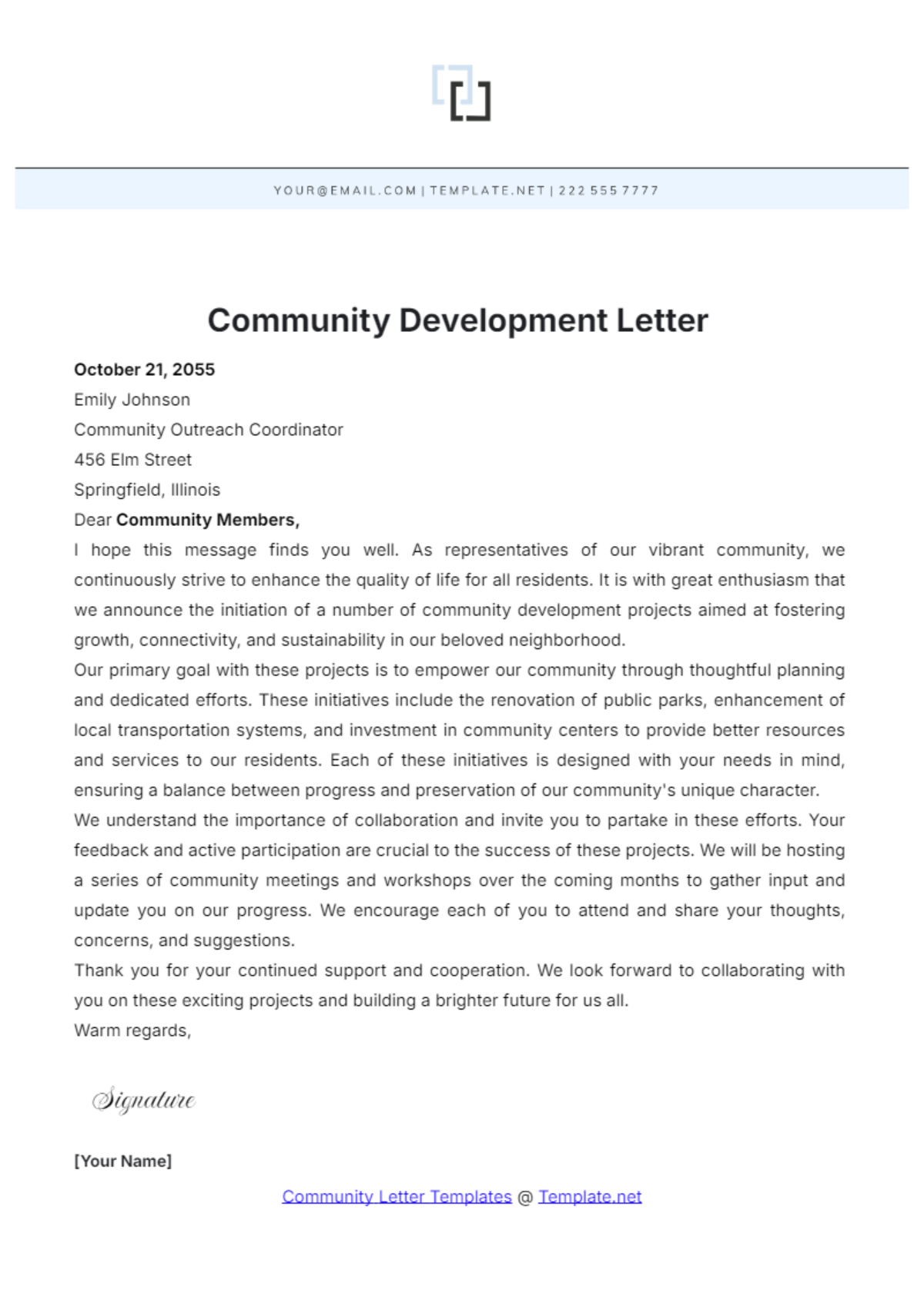 Community Development Letter Template - Edit Online & Download