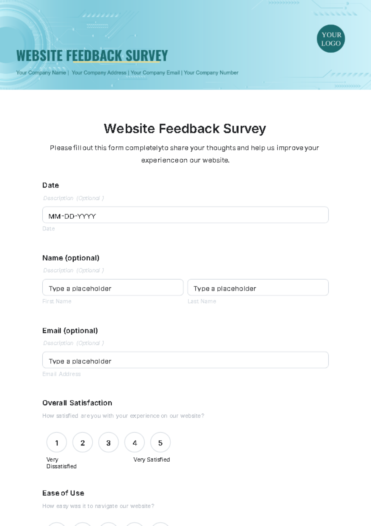 Website Feedback Survey Template