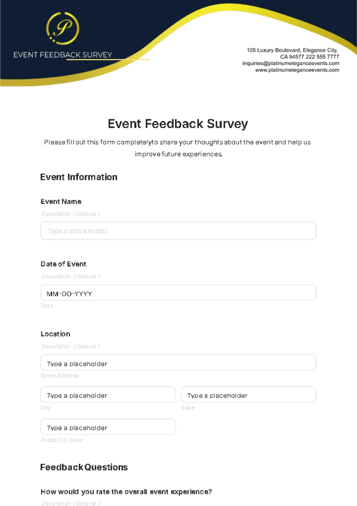 Event Feedback Survey Template