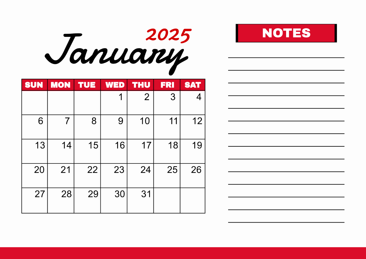 Printable January 2025 Calendar Template - Edit Online & Download