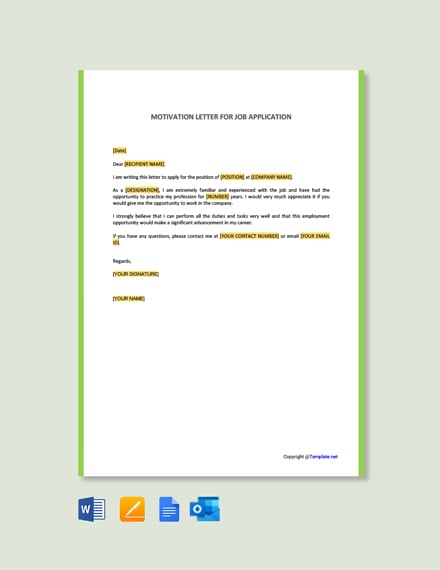 Motivation Letter For Job Application from images.template.net