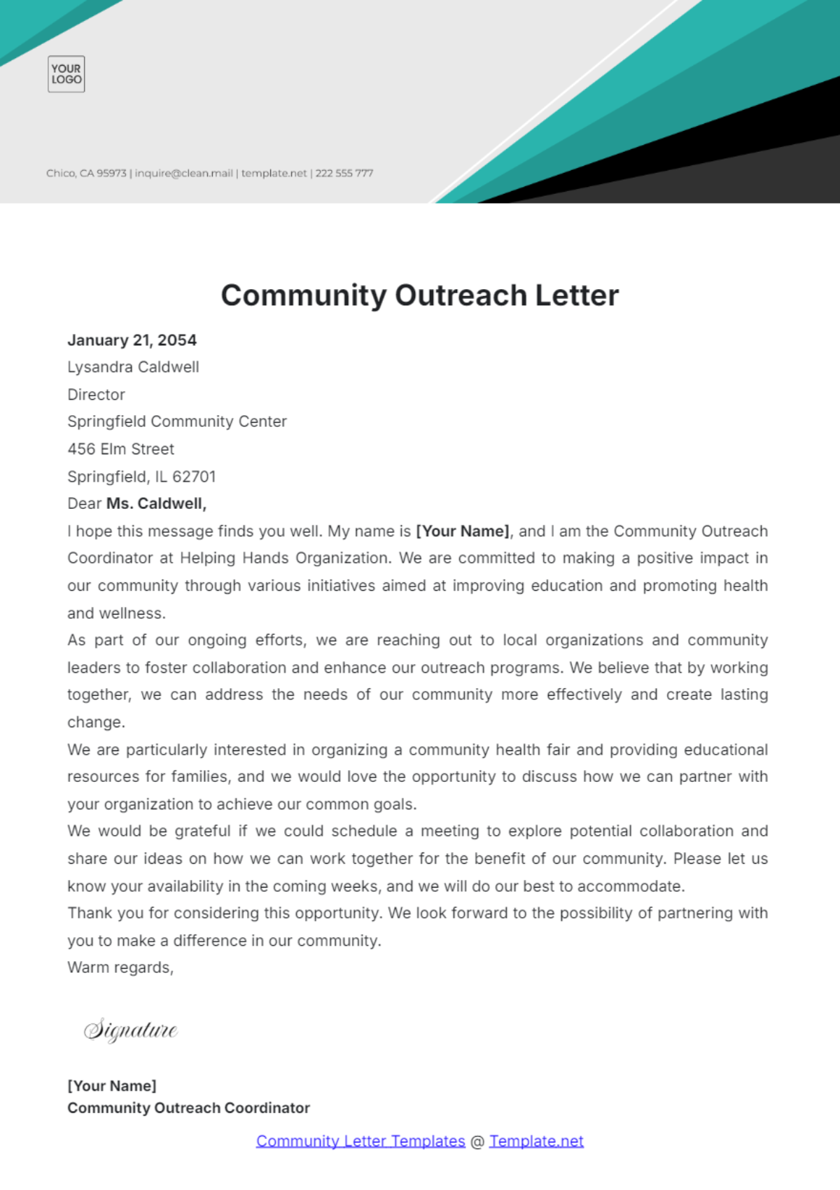 Community Outreach Letter Template - Edit Online & Download