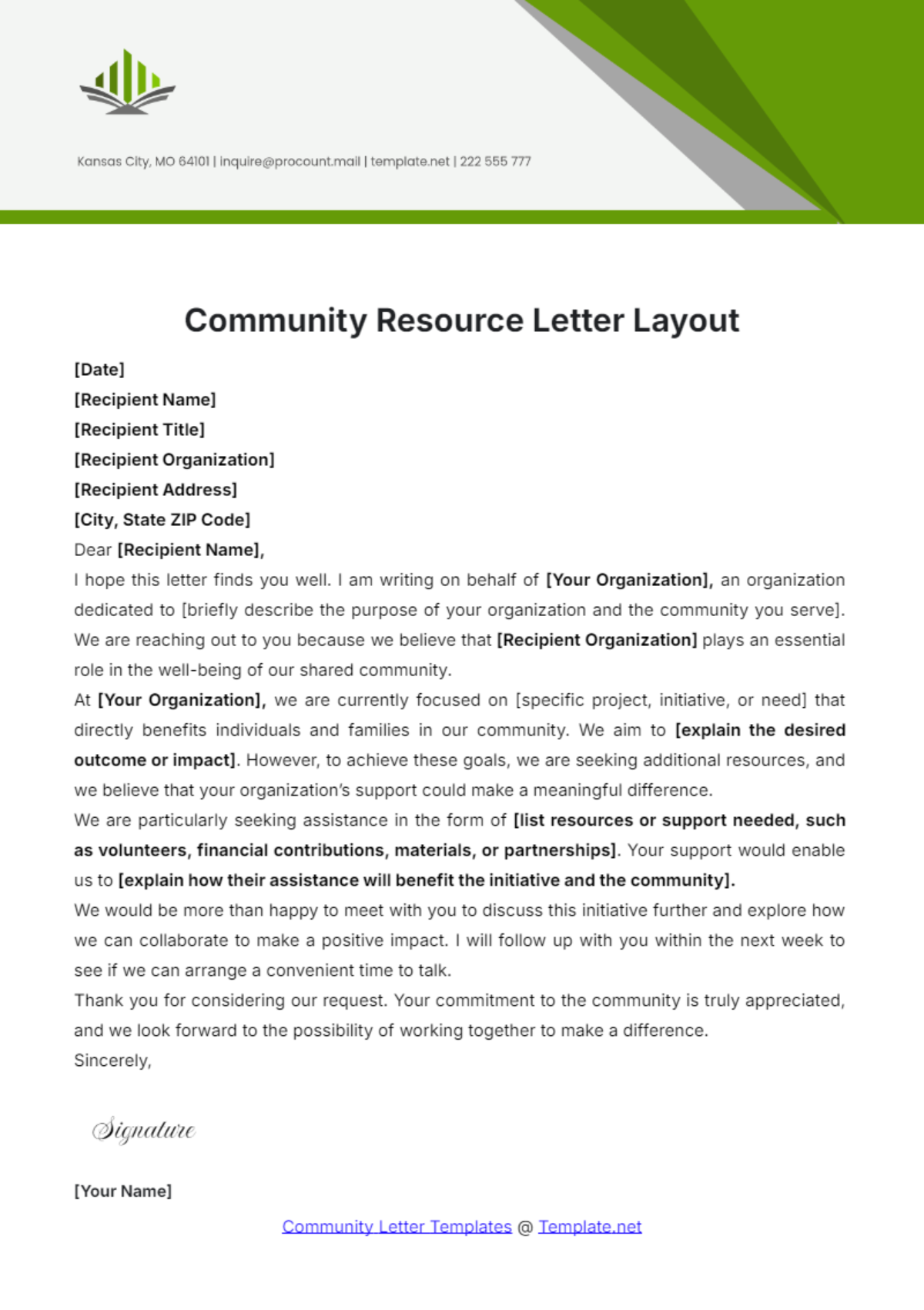 Community Resource Letter Layout Template - Edit Online & Download