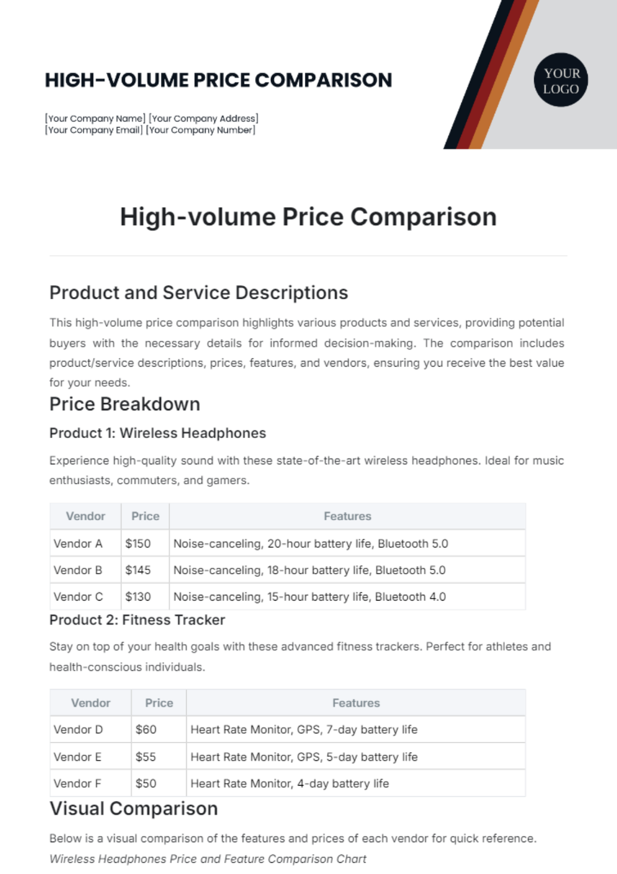 High-volume Price Comparison Template