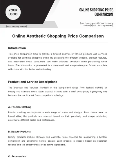 Free Online Aesthetic Shopping Price Comparison Template to Edit Online