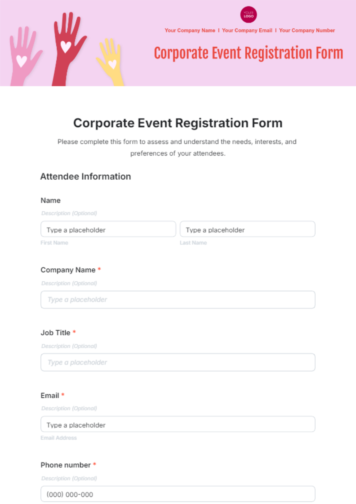 Free Event Form Templates to Edit Online