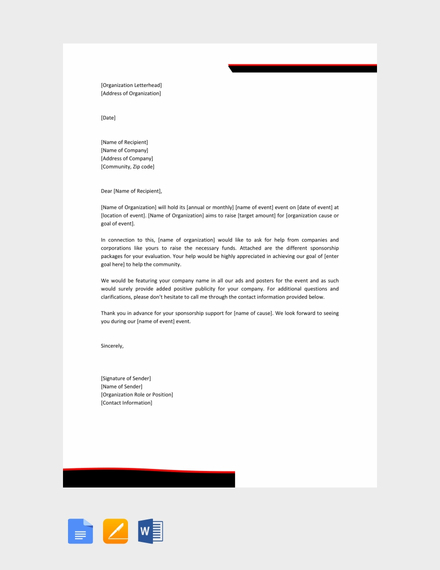 FREE Individual Sports Sponsorship Letter Template Word Google Docs 