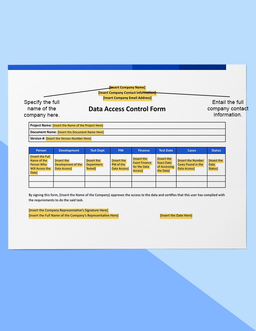 Data Access Control Form Template