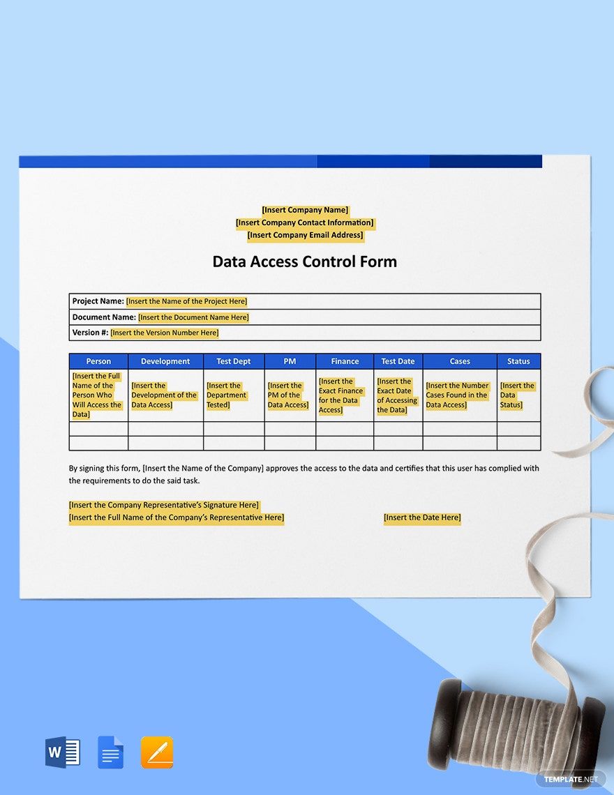 Data Access Control Form Template