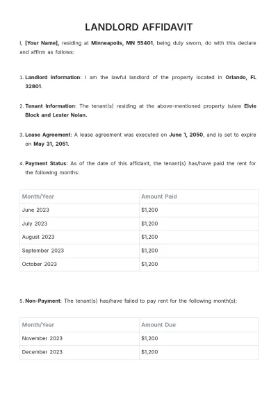 Free Landlord Affidavit Template to Edit Online