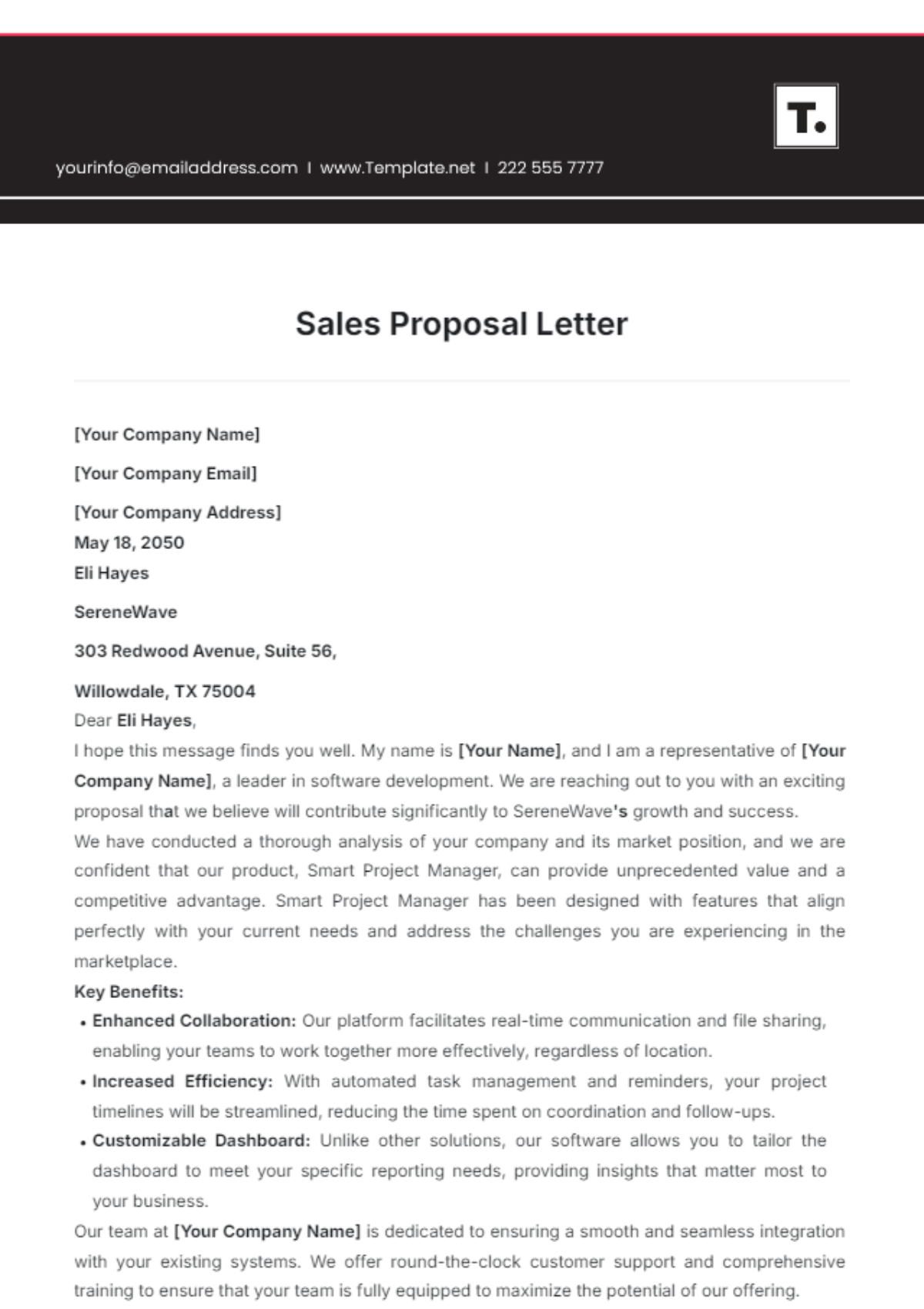 Sales Proposal Letter Template - Edit Online & Download