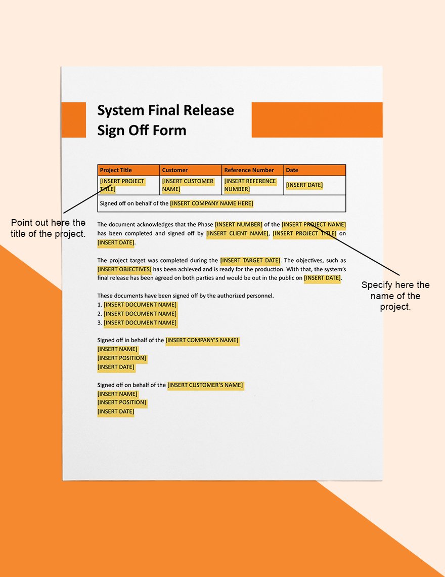 System Final Release Sign-Off Form Template