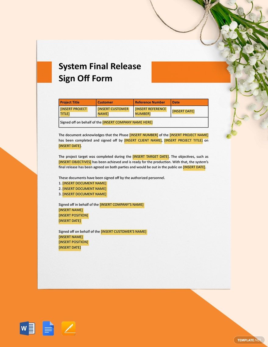 Free System Final Release Sign-Off Form Template