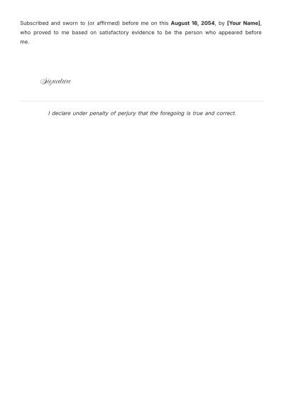 Free Residency Confirmation Affidavit Template to Edit Online