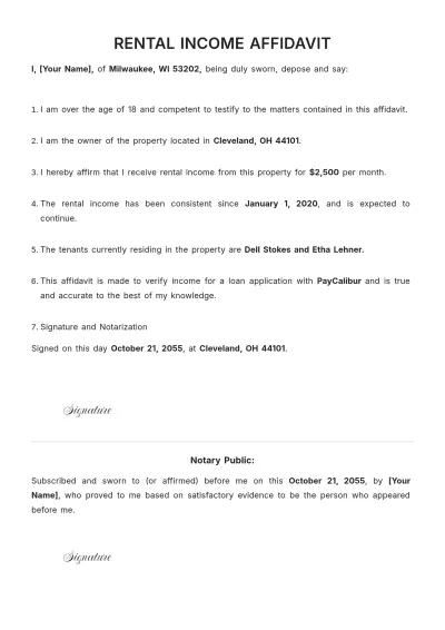 Free Rental Income Affidavit Template to Edit Online