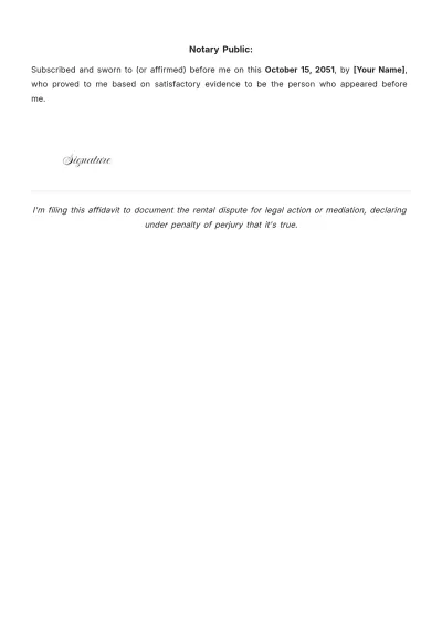 Free Rental Dispute Affidavit Template to Edit Online