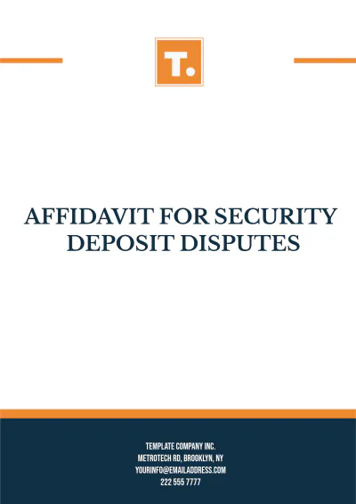 Free Affidavit for Security Deposit Disputes Template to Edit Online
