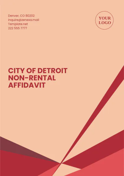 Free City of Detroit Non-Rental Affidavit Template to Edit Online
