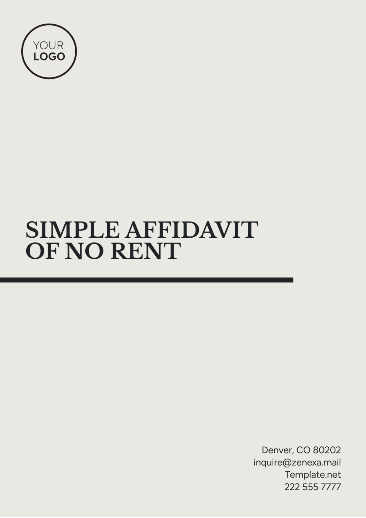 Simple Affidavit of No Rent Template - Edit Online & Download