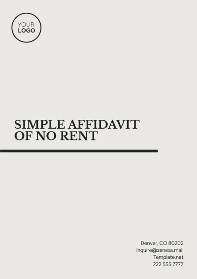 Free Simple Affidavit of No Rent Template to Edit Online