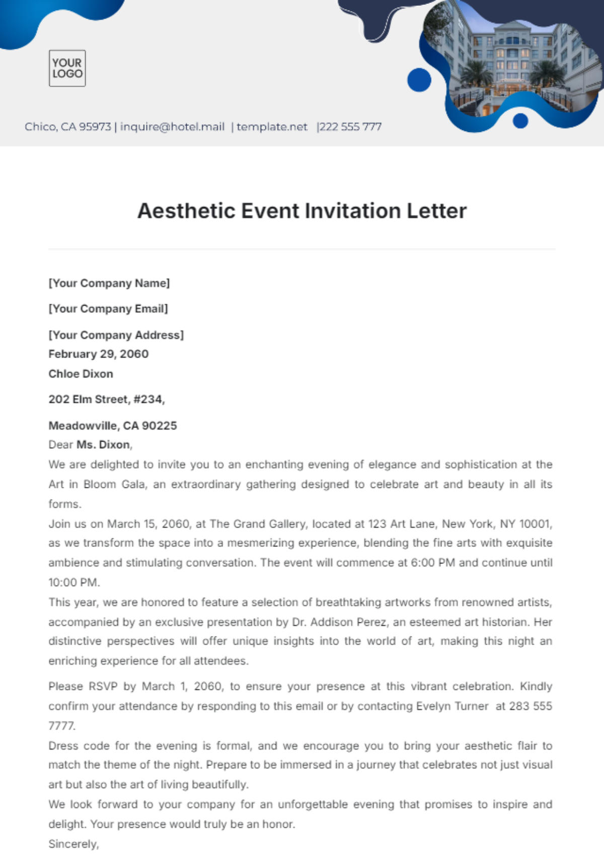 Aesthetic Event Invitation Letter Template - Edit Online & Download