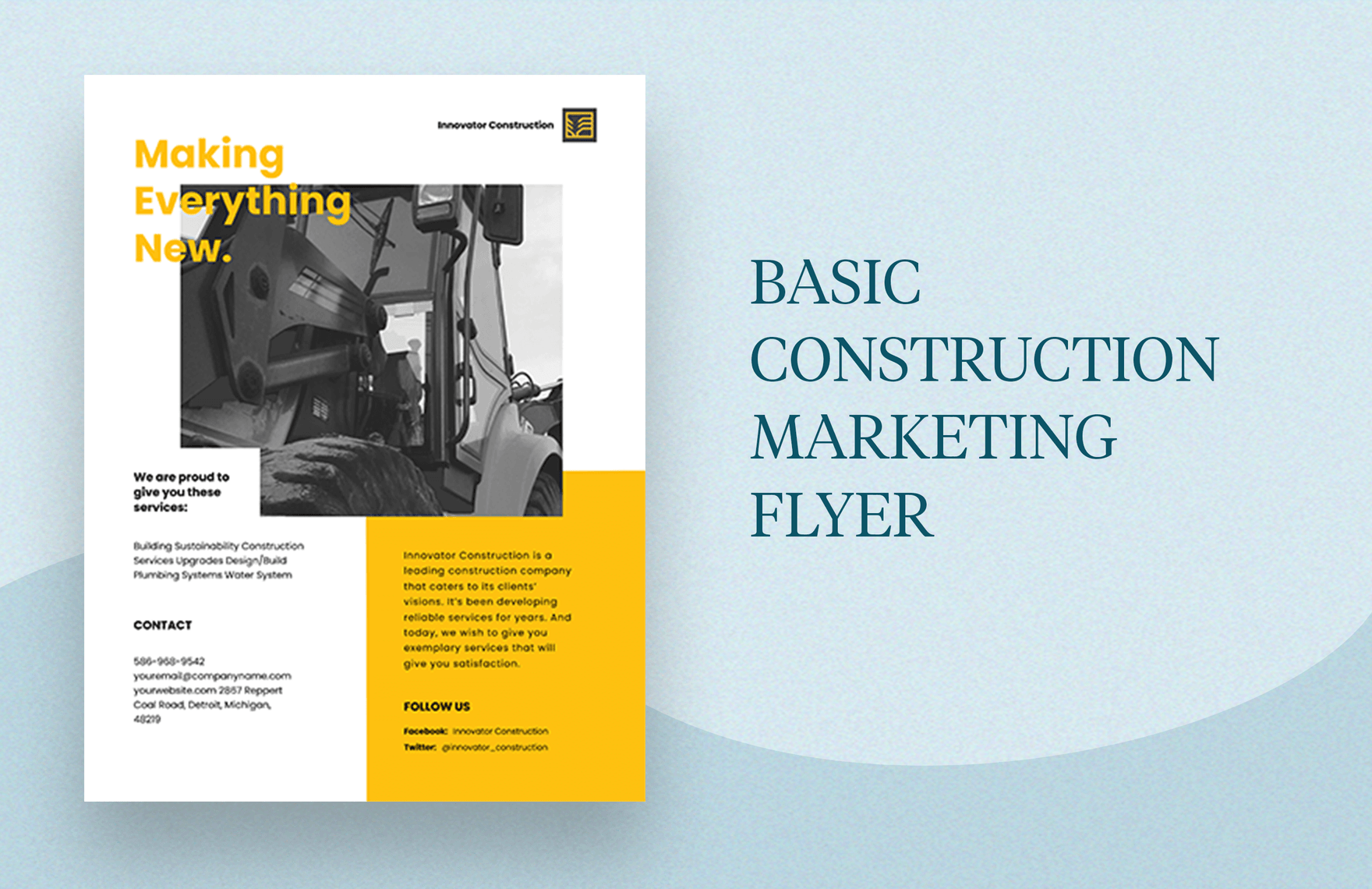 Basic Construction Marketing Flyer Template
