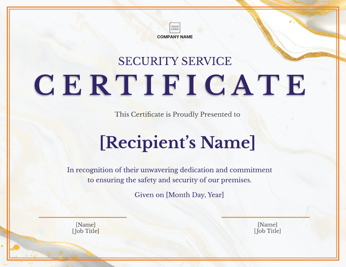 Security Service Certificate Template - Edit Online & Download