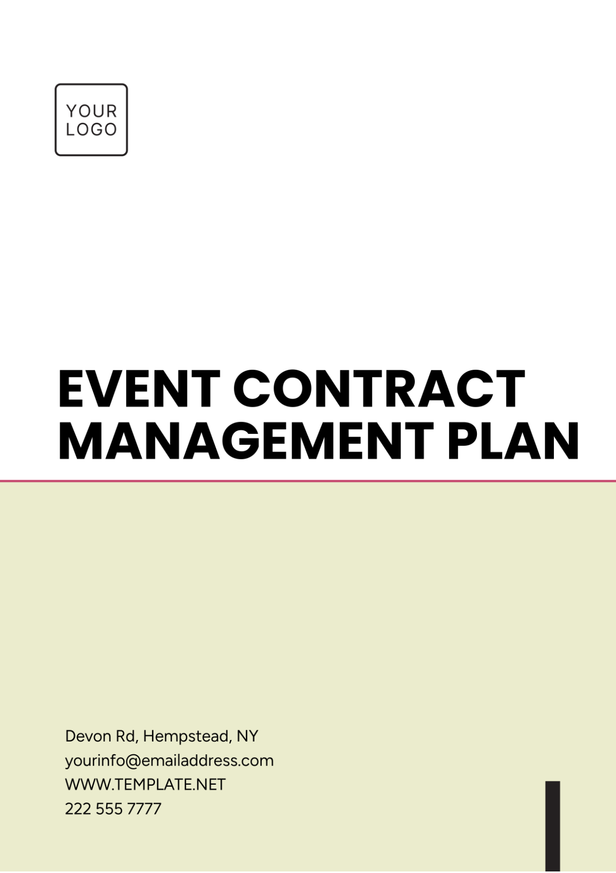 Event Contract Management Plan Template - Edit Online & Download