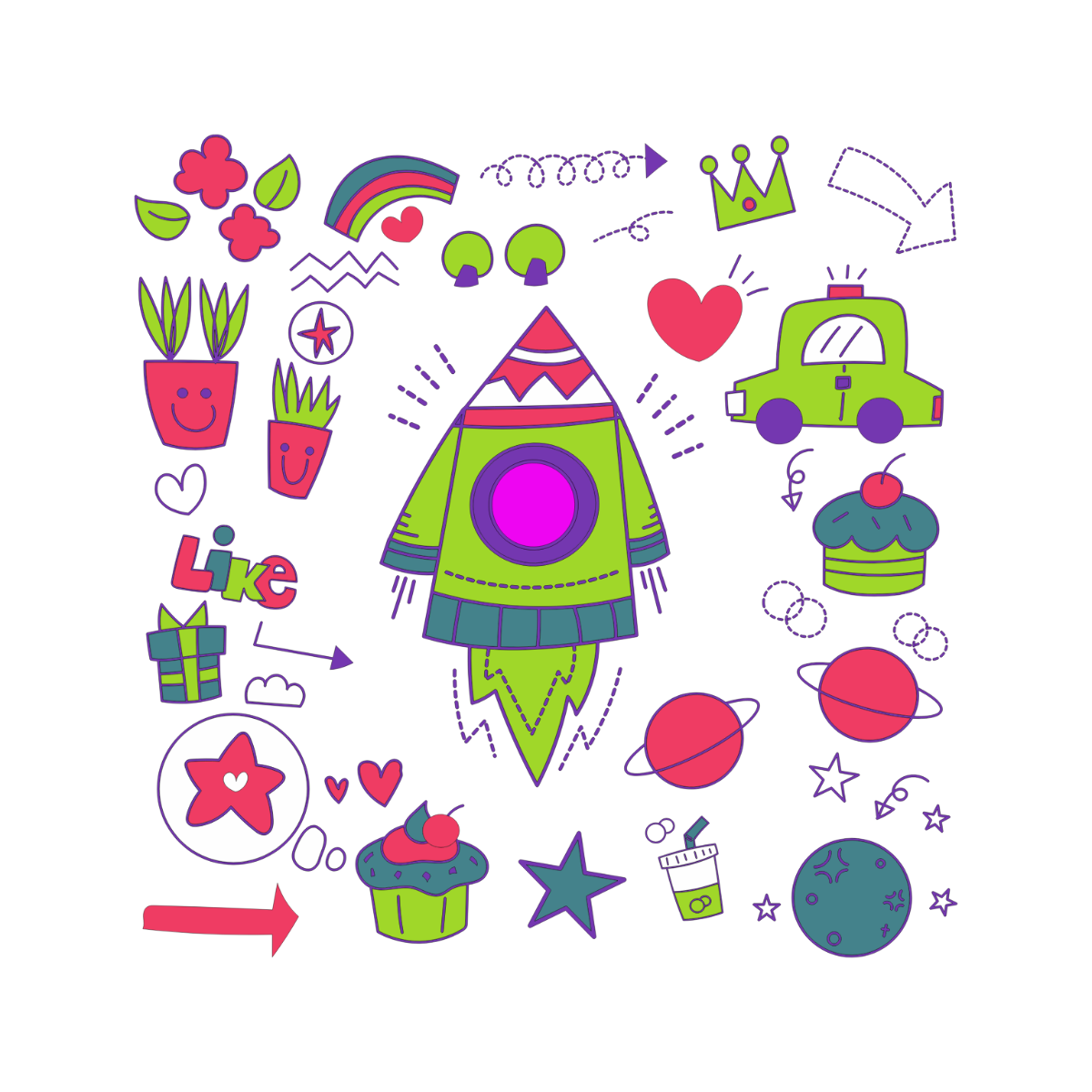 Colorful Doodle Clipart - Edit Online | Template.net