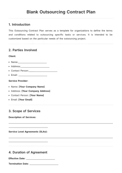 Free Blank Outsourcing Contract Plan Template to Edit Online