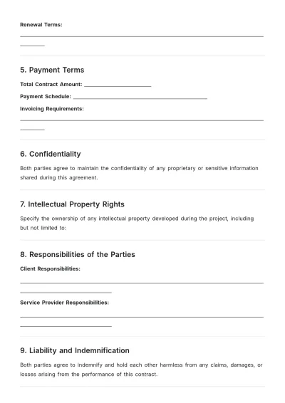 Free Blank Outsourcing Contract Plan Template to Edit Online