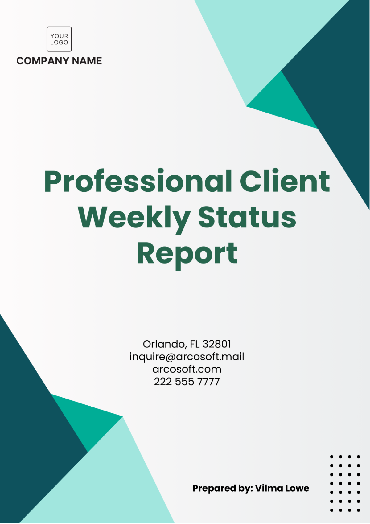 Professional Client Weekly Status Report Template - Edit Online & Download