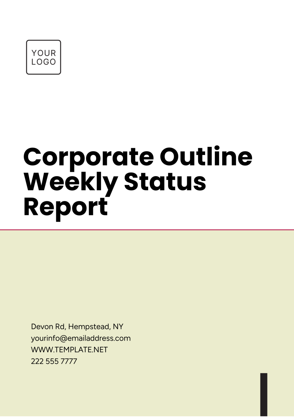 Corporate Outline Weekly Status Report Template - Edit Online & Download