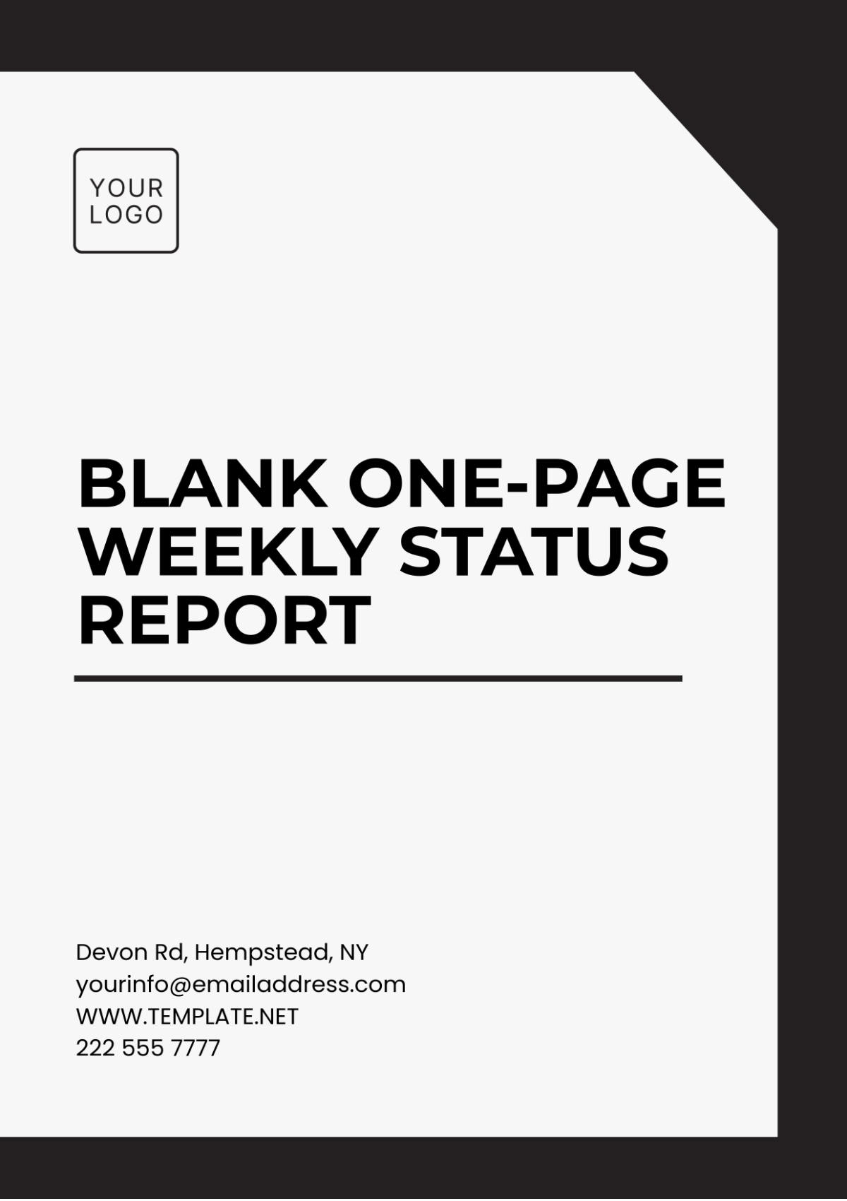 Blank One-Page Weekly Status Report Template