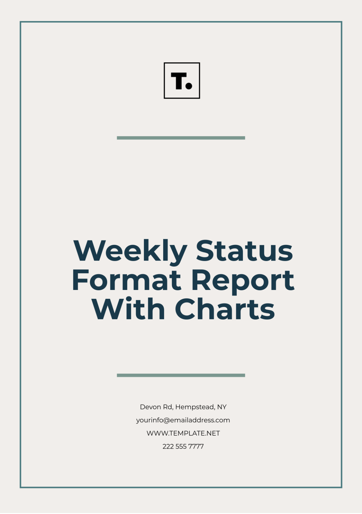 Weekly Status Format Report Template with Charts