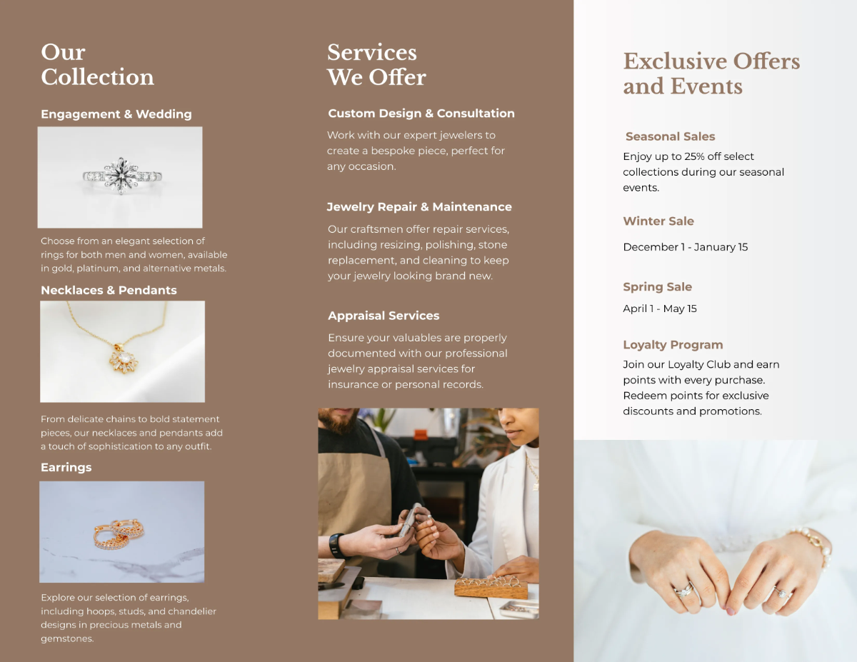 Free Jewelry Store Brochure Template to Edit Online